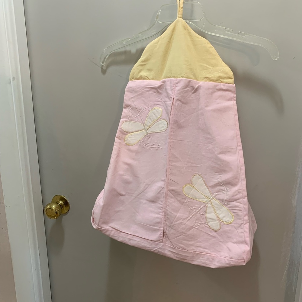 Pink butterfly design baby diaper stacker